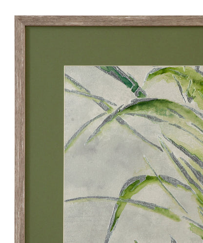 Green Palm Framed Print (Set of 2) - Green / Light Brown