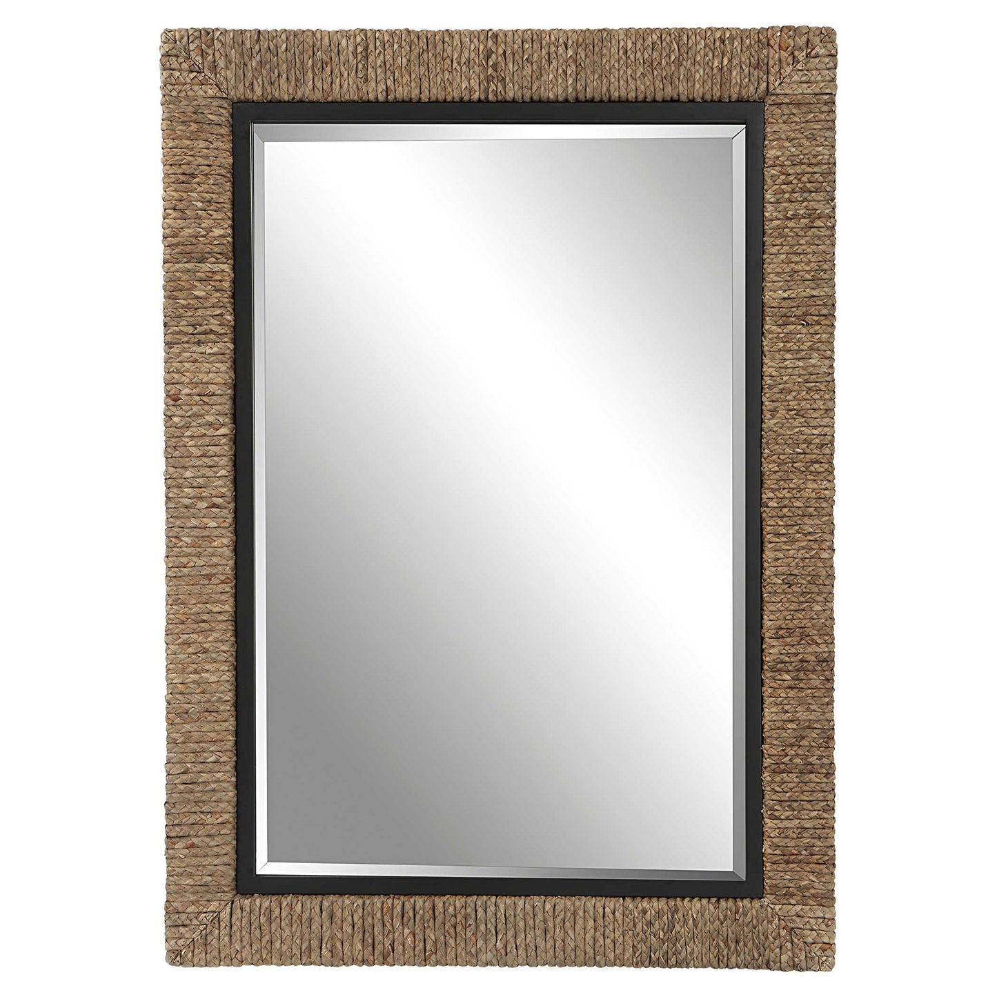 Island - Braided Straw Mirror - Light Brown