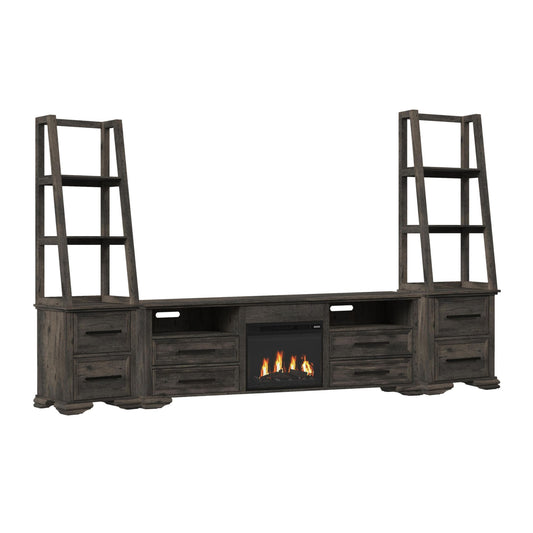 Park Ridge - 4 Piece Entertainment Unit With 82'' TV Console - Charcoal