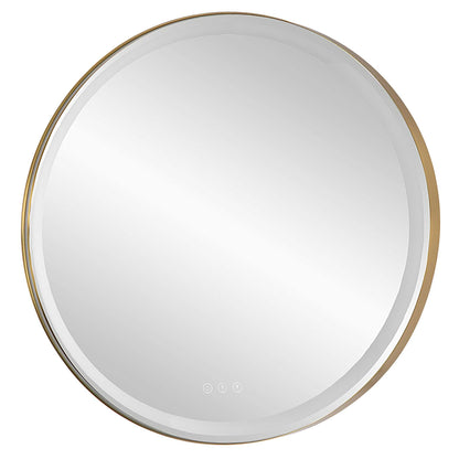 Crofton - Lighted Brass Round Mirror