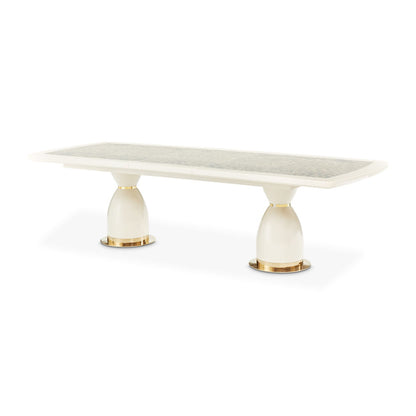Lisbon - Double Pedestal Dining Table - Silken Matte Cream