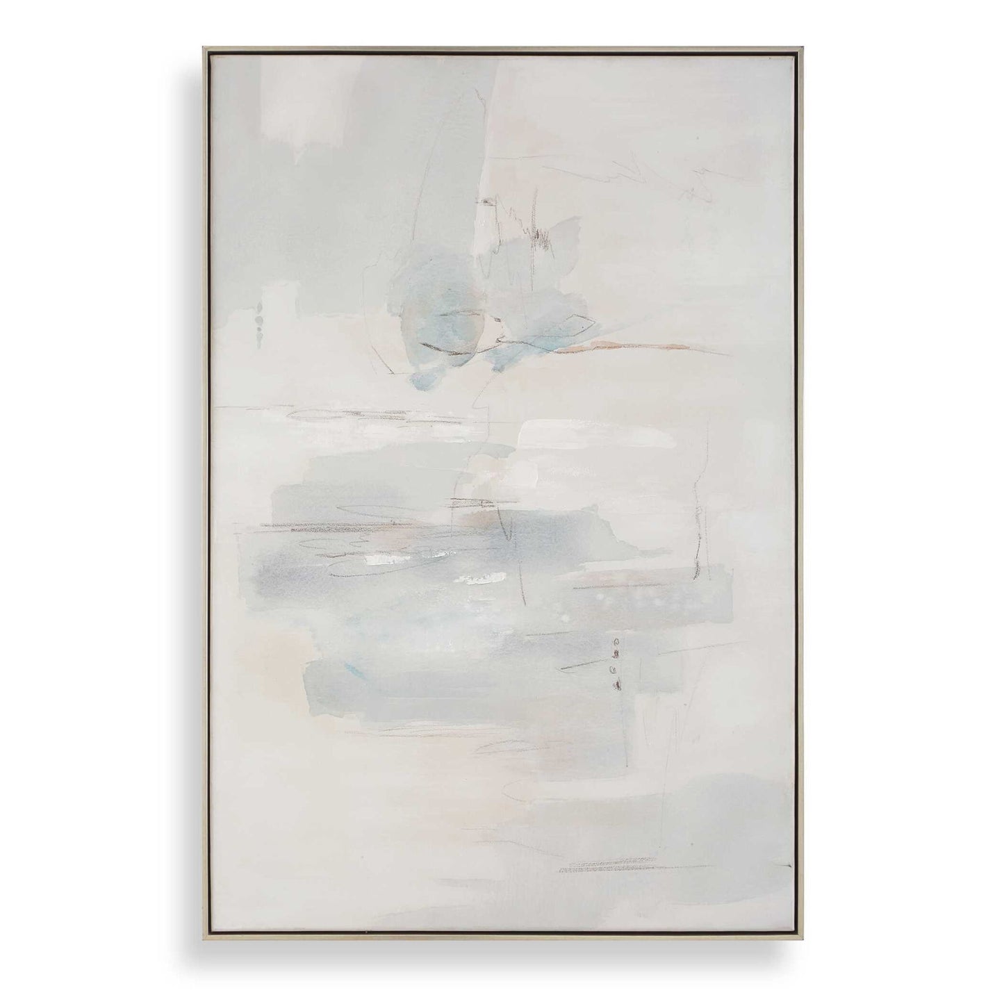 One And Only - Hand Painted Abstract Art - Blue / Brown / Gray / White