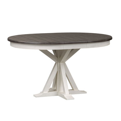 Allyson Park - Single Pedestal Table Top - Wirebrushed White / Charcoal