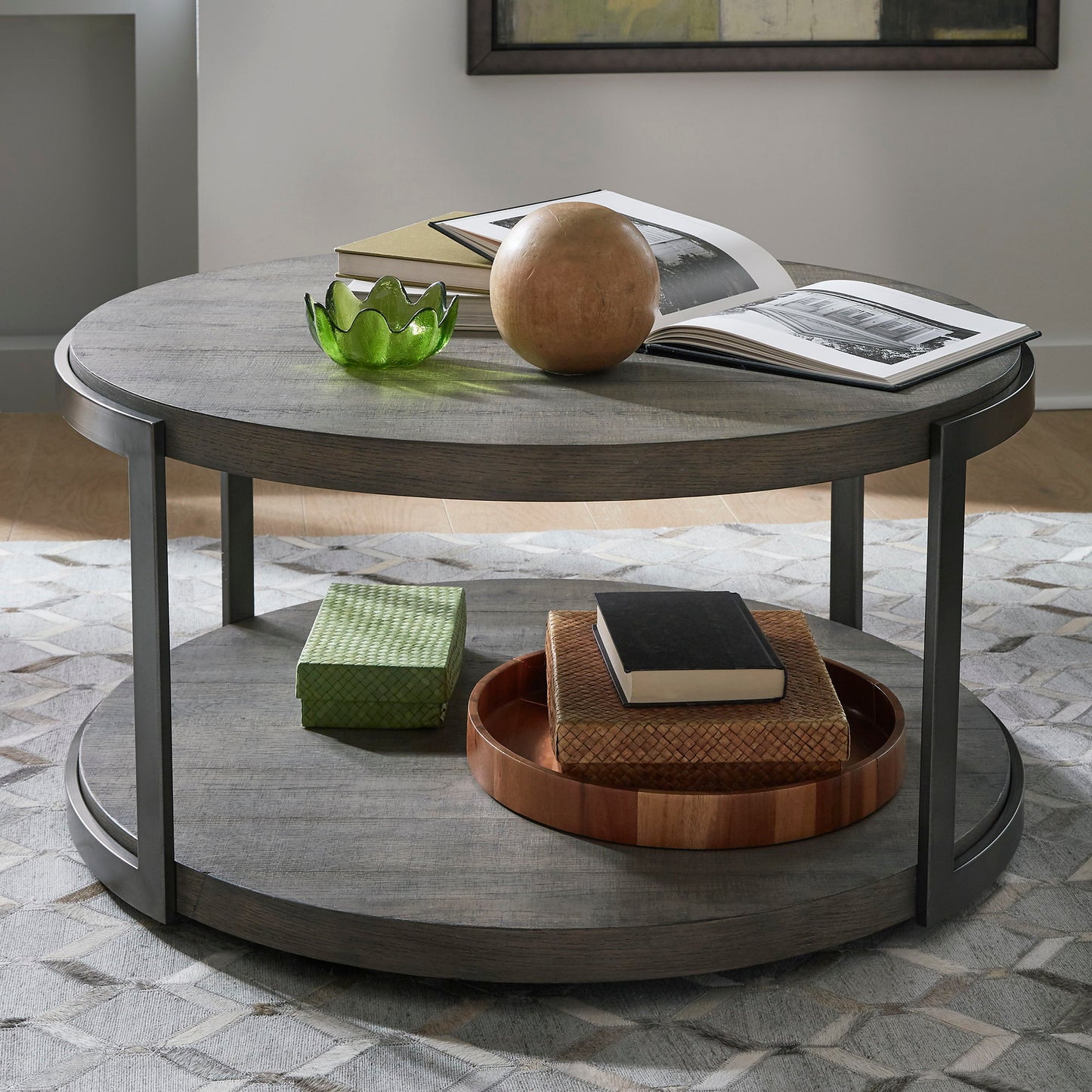Modern View - Round Cocktail Table Base - Gauntlet Gray