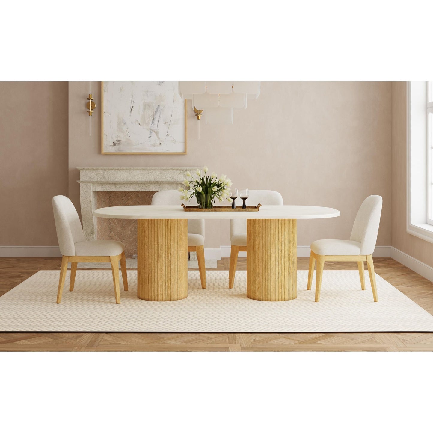 Sylvie - Oval Dining Table With Faux Marble Top