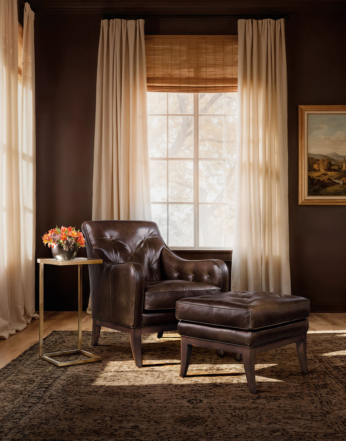 CC - Belvedere Tufted Lounge Chair - Dark Brown