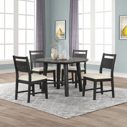 Sable Crest - 5 Piece Set (Round Dining Table & 4 Chairs) - Black