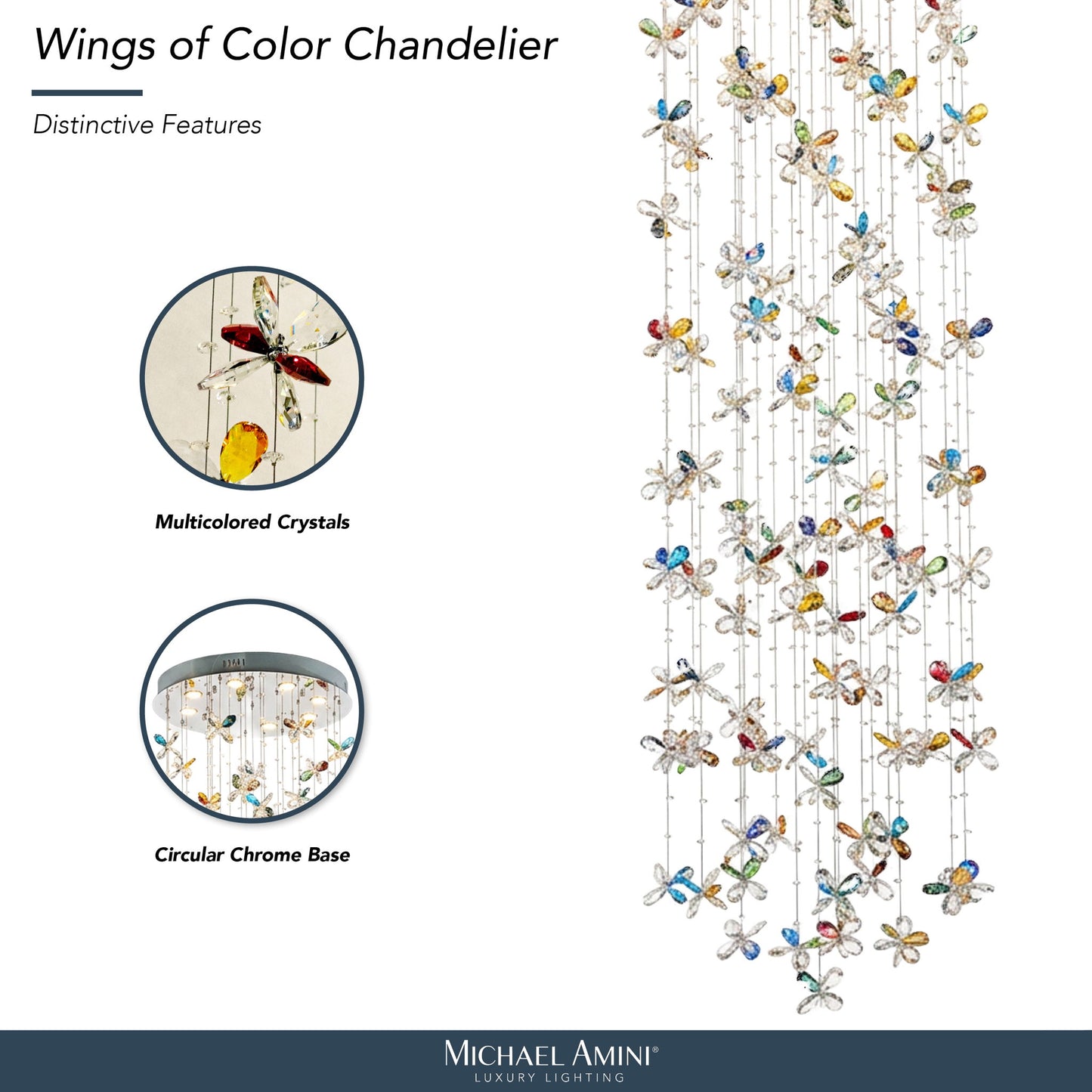 Michael Amini Lighting - Wings Of Color Crystal LED Chandelier - Clear