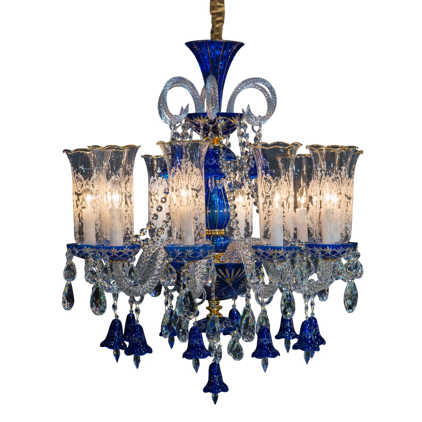 Michael Amini Lighting - Winter Palace 10-Light Traditional Crystal Chandelier - Royal Blue / Pearl Silver