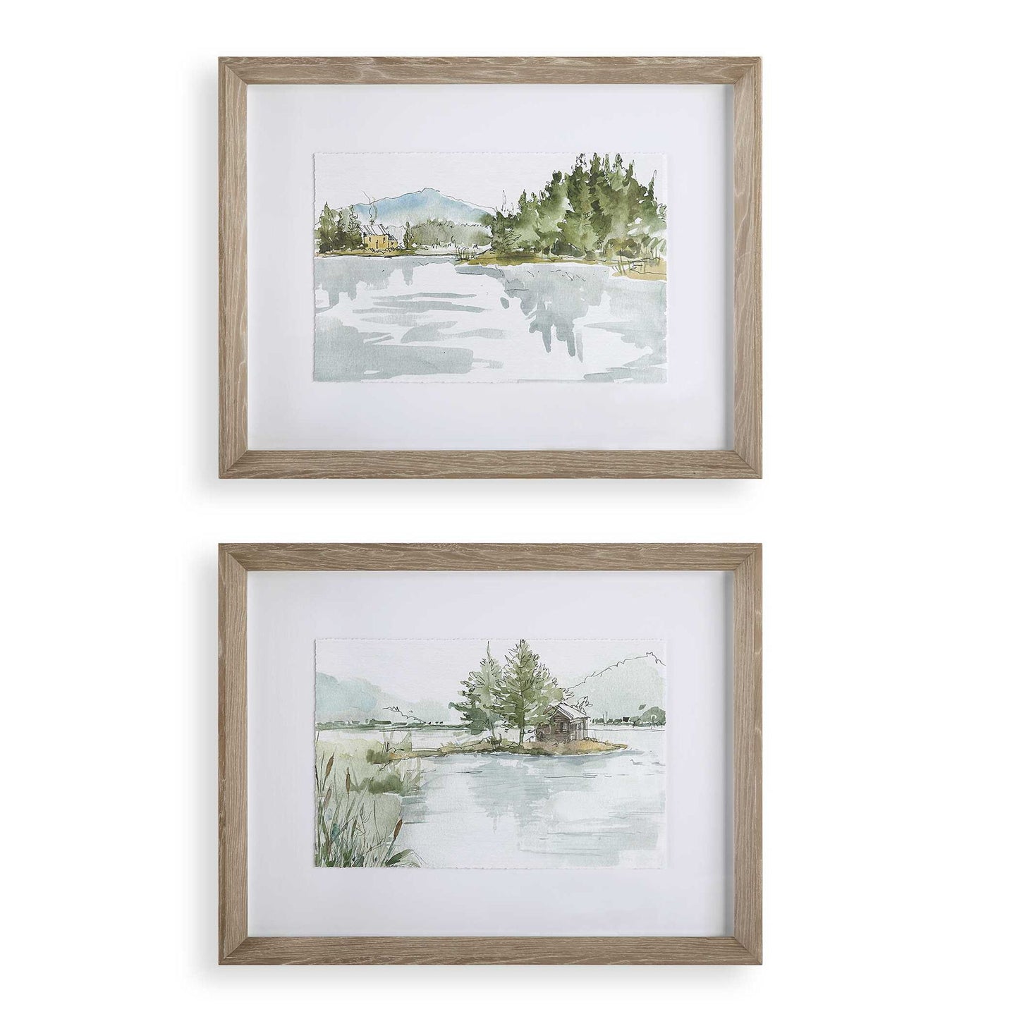 Serene - Lake Framed Prints (Set of 2) - Brown