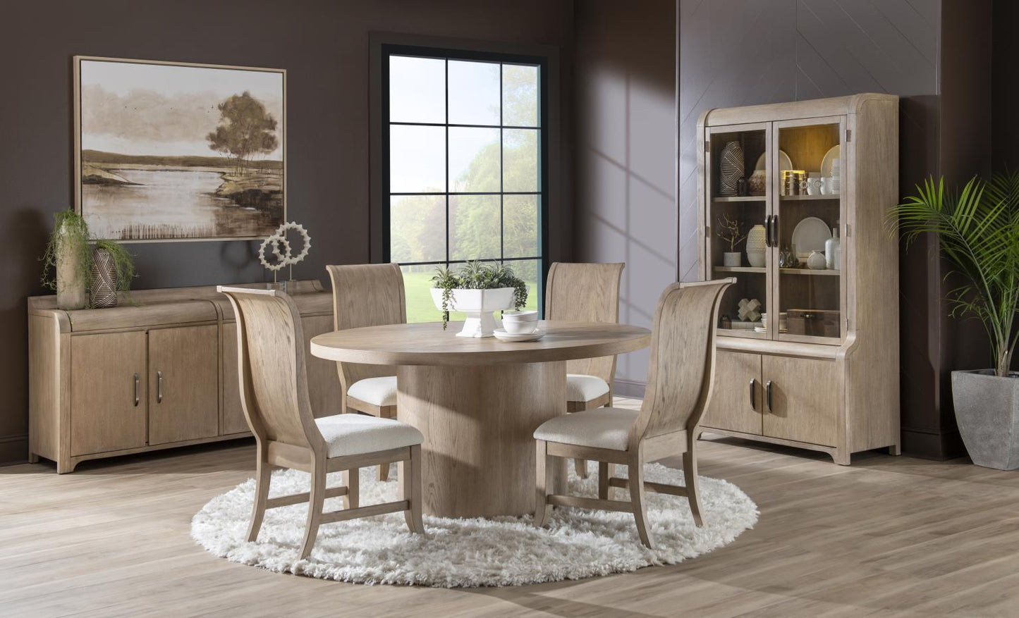 Flow - Complete Round Dining Table - Sandstone