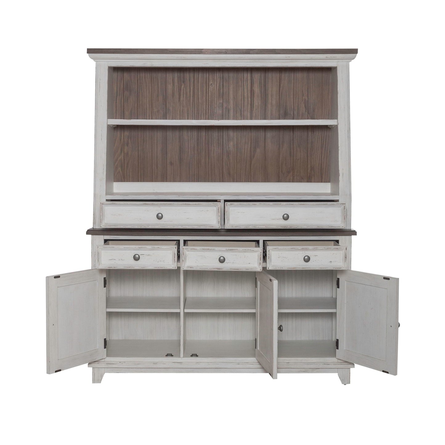 River Place - Server & Hutch - Riverstone White & Tobacco