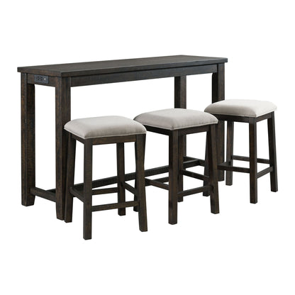 Stone - Multipurpose Bar Table Set - Dark Walnut