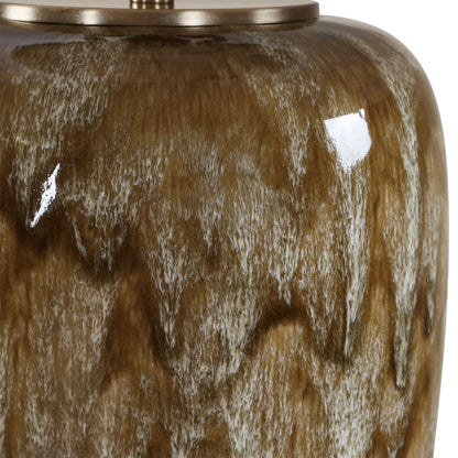 Torrence - Glazed Table Lamp - Brown / White