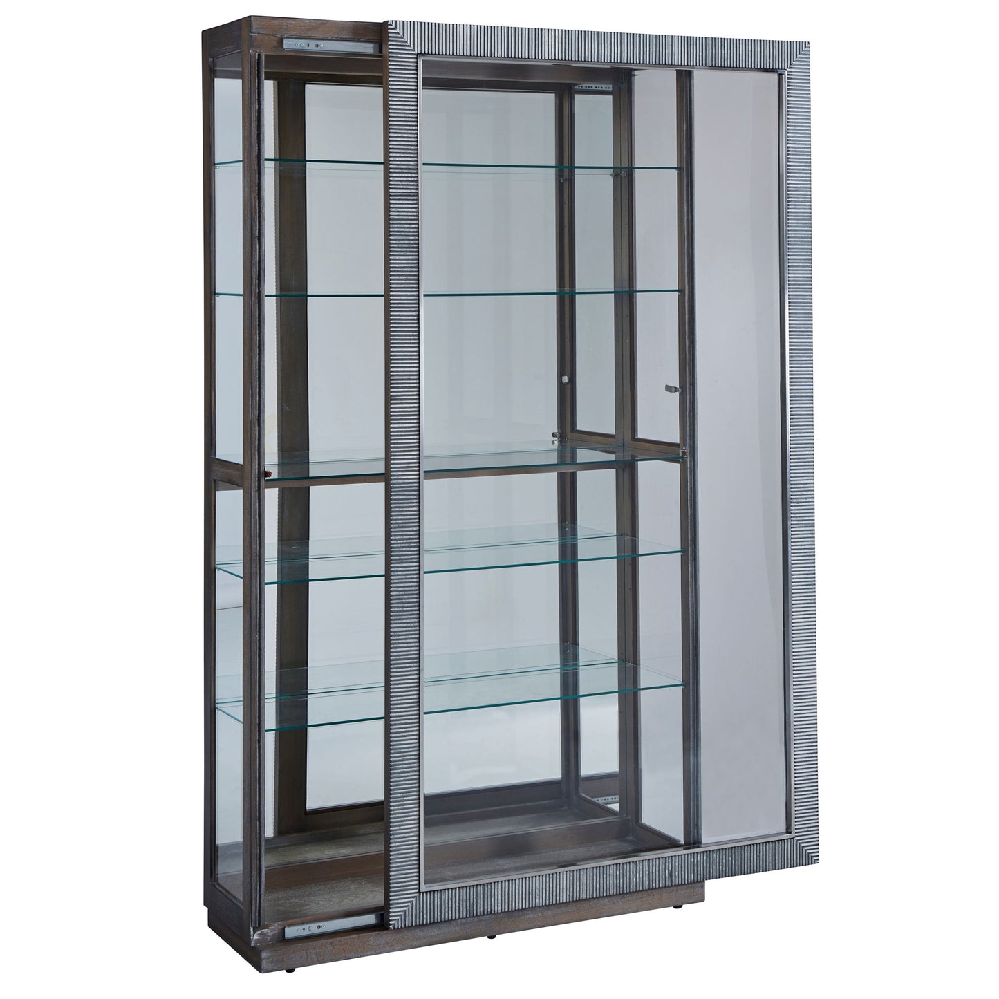 Pulaski Accents - Sliding Door Curio Cabinet - Medium Wood