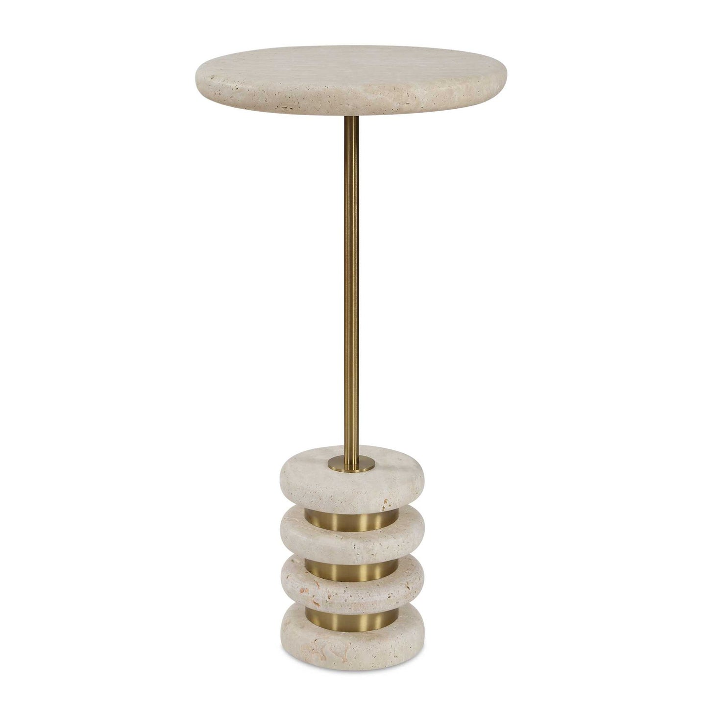 Adames - Travertine Drink Table - Brass / White