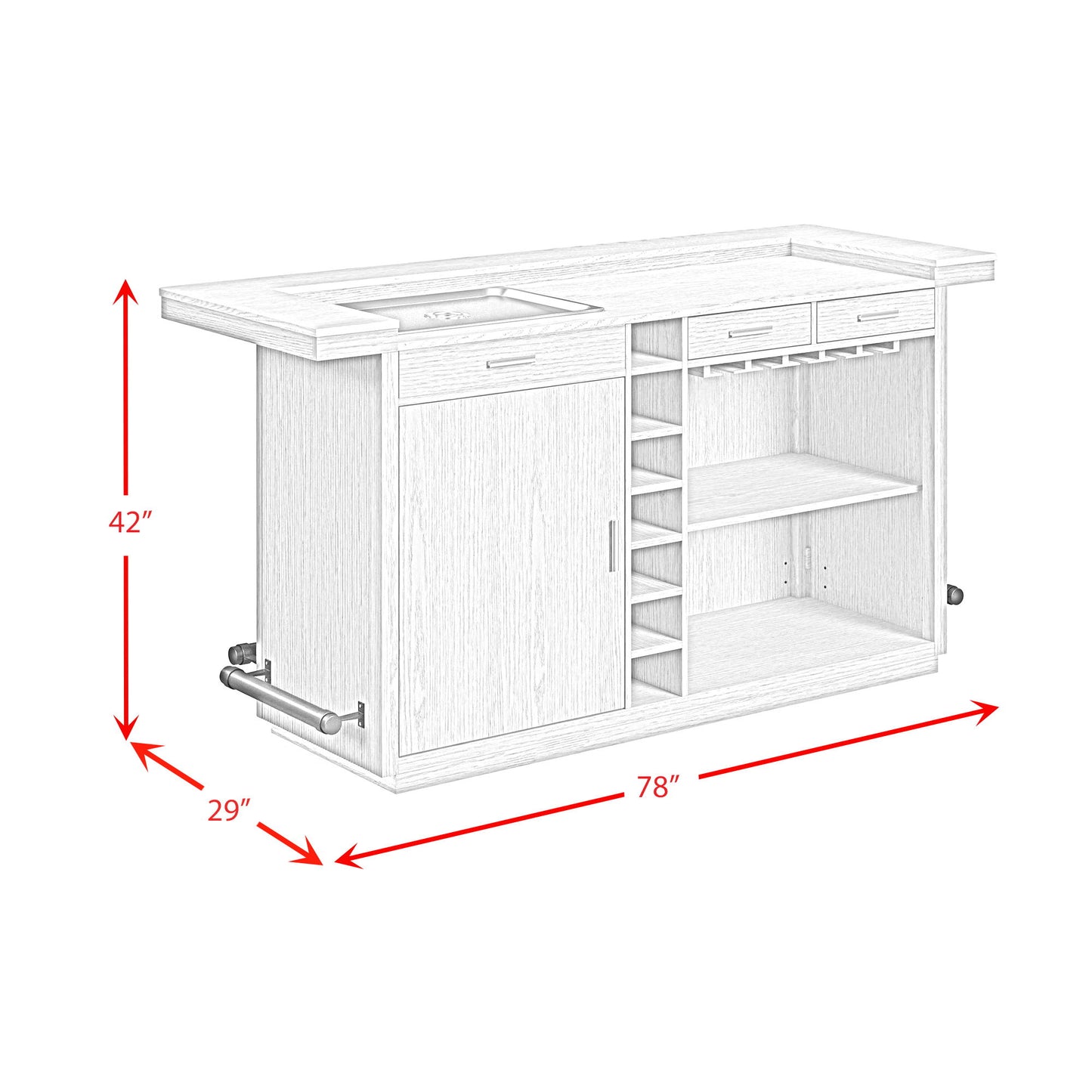 Cambrie - Bar Table With LED - Off-White And Natural