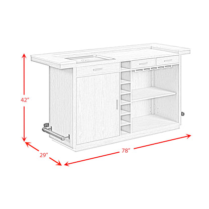 Cambrie - Bar Table With LED - Off-White And Natural