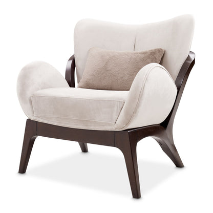 Camellia Field - Velvet Accent Chair - Beige / Dark Brown