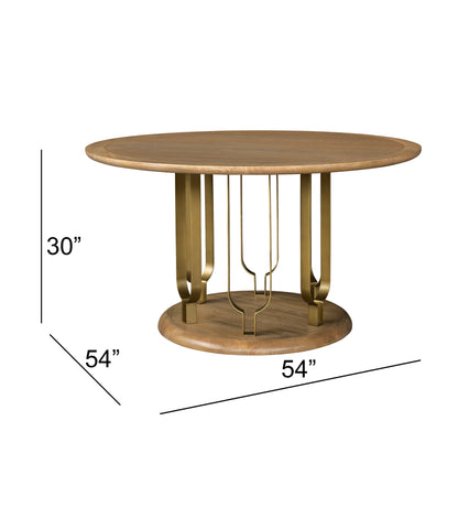 Ryder - Dining Table - Chestnut Elm / Antique Brass