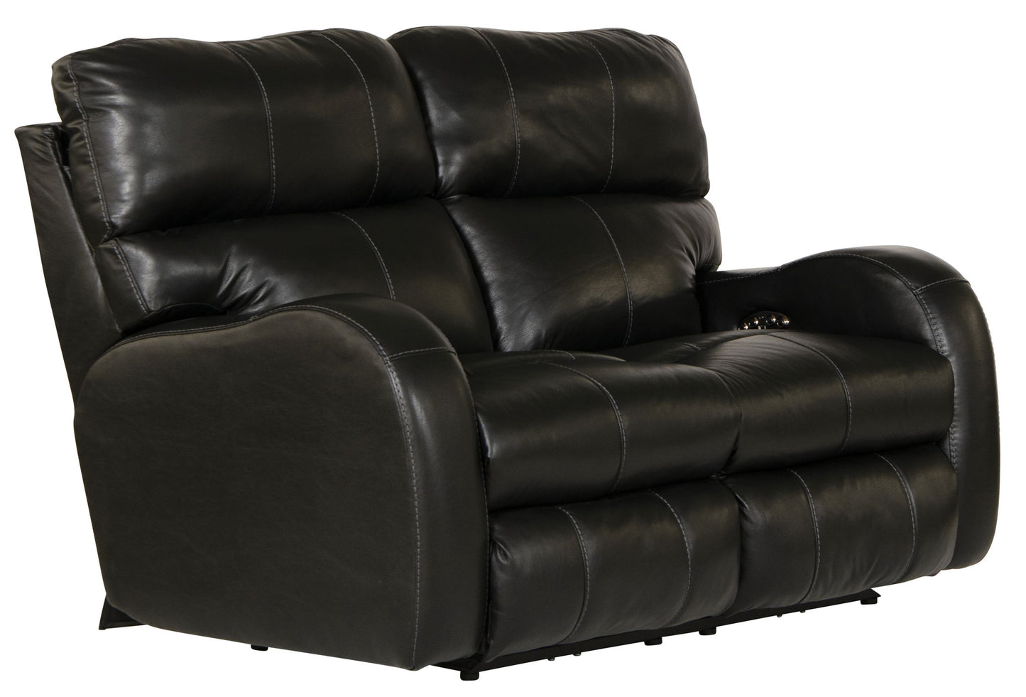 Angelo - Leather Power Reclining Loveseat - Black