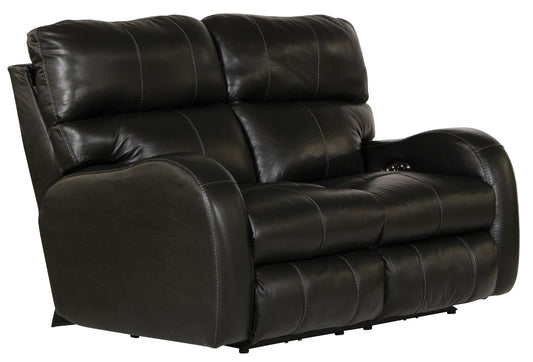 Angelo - Leather Power Reclining Loveseat - Black