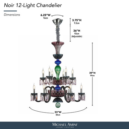 Michael Amini Lighting - Noir 12-Light Traditional Crystal Chandelier - Black