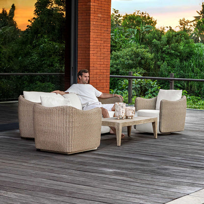 Sunset - Outdoor Swivel Lounge Chair - Oatmeal / Oyster White