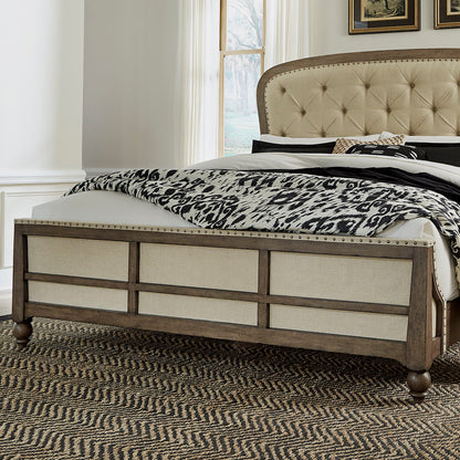 Americana Farmhouse - King Upholstered Shelter Footboard - Dusty Taupe