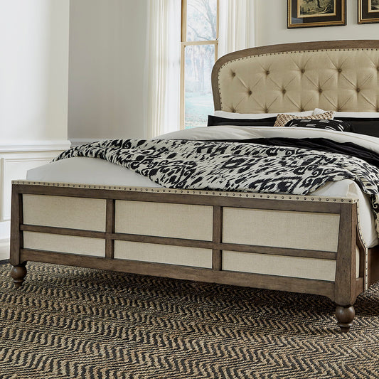 Americana Farmhouse - King Upholstered Shelter Footboard - Dusty Taupe