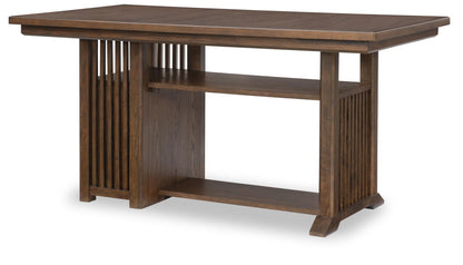Langley - Complete Counter Height Table With Wine Storage - Fawn