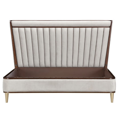 Houston - Eastern King Channel Tufted Panel Bed - Porcini / Walnut