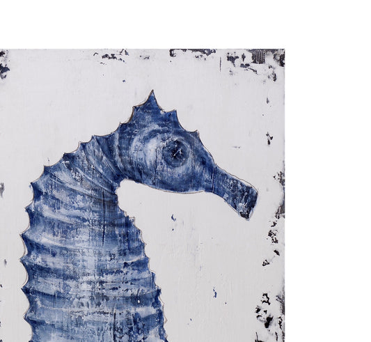 Sea Horse I Canvas Art - Blue