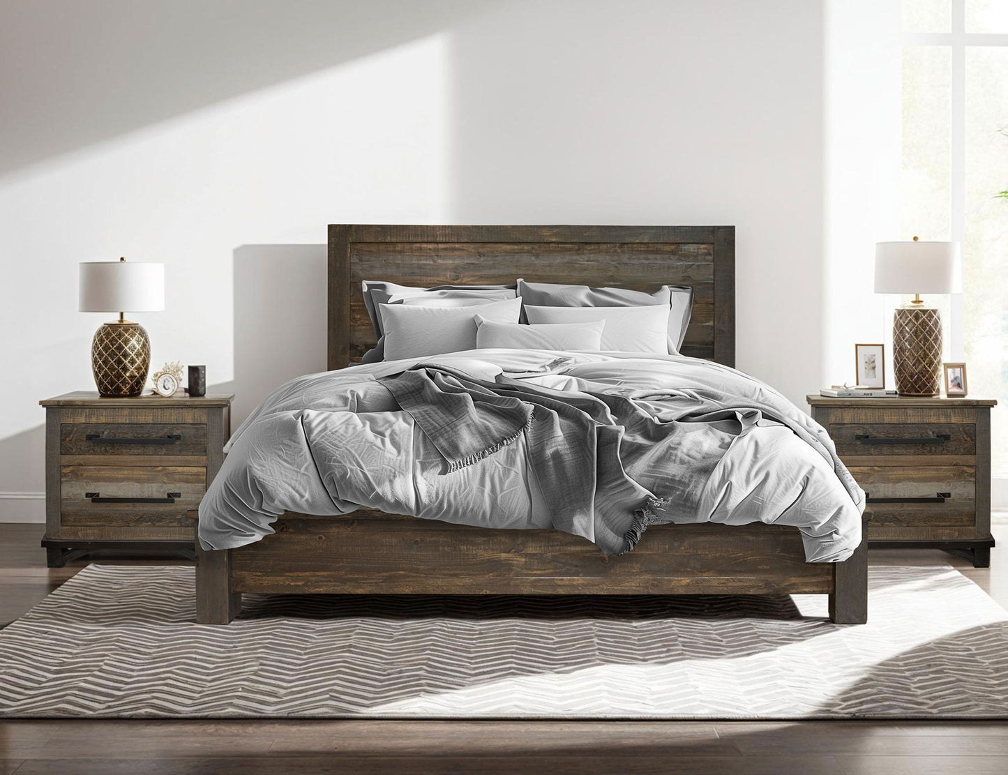 Loft - 2 Drawer Nightstand - Two Tone Gray / Brown