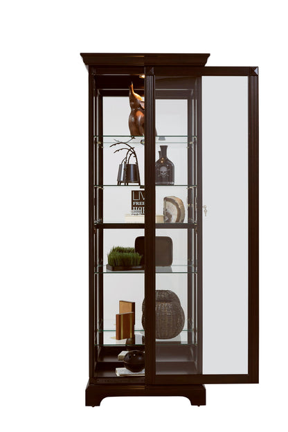 PFC Curios - Locking Slide Door 5 Shelf Curio Cabinet - Deep Cherry Brown