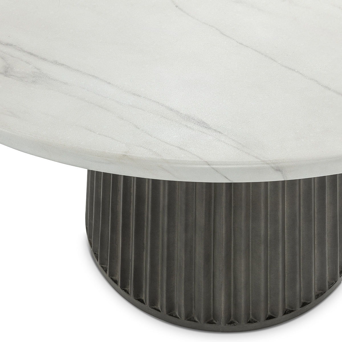 Caspia - 47" Outdoor Round Dining Table - Snowdrift White / Black