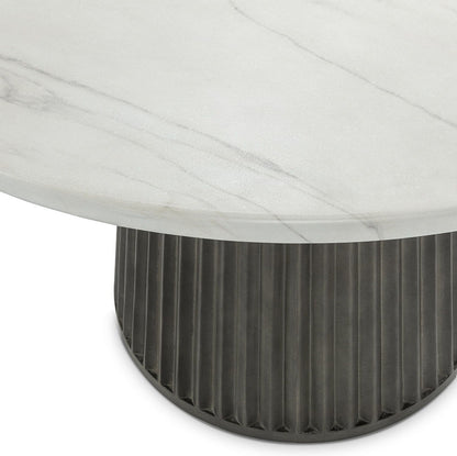 Caspia - 47" Outdoor Round Dining Table - Snowdrift White / Black