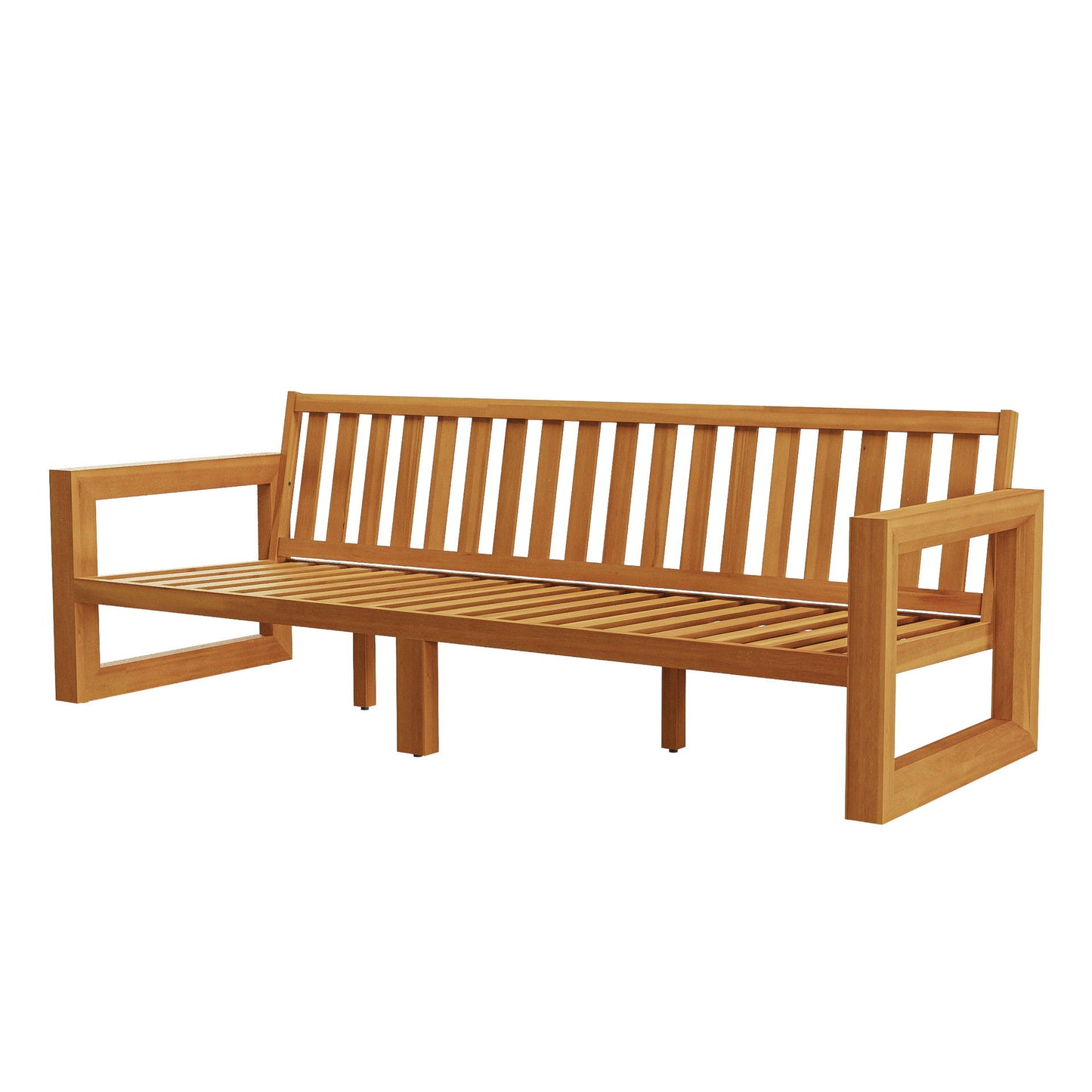 Bristol - Bay Wood Outdoor Sofa With Cushions - Natural / Brown / Gray