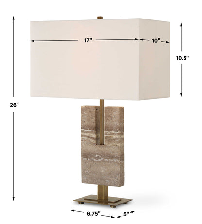 Turning - Point Travertine Table Lamp