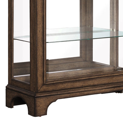 Pulaski Accents - Sliding Door Curio With Glass Shelves And LED Light - Dark Brown